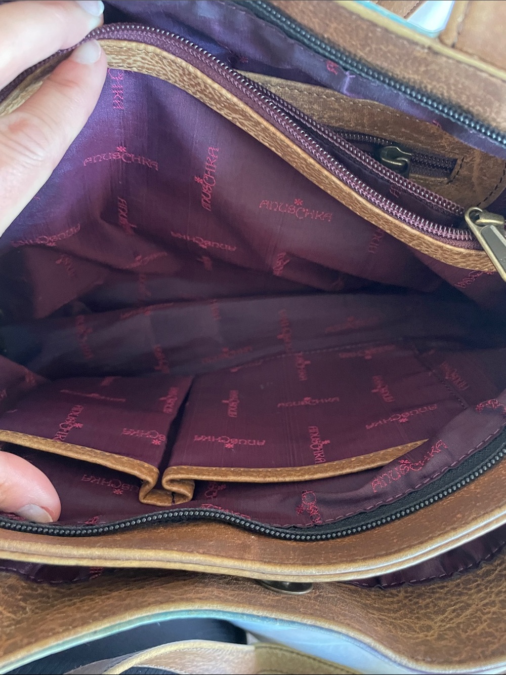 Anuschka Hand-Painted Butterfly & hibiscus floral Leather Shoulder Bag - Picture 11 of 15